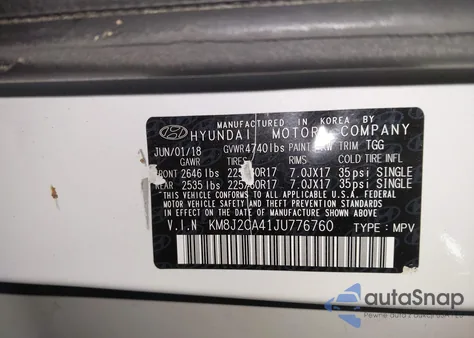 2018 Hyundai Tucson Se из США, поврежденный, VIN KM8J2CA41JU776760